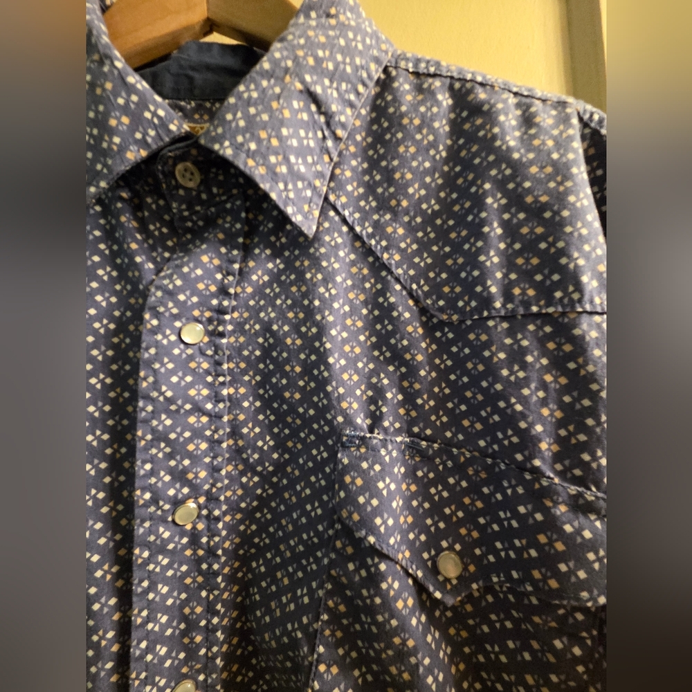 Ely Cattleman Blue and White Diamond Pattern Shirt XXL
